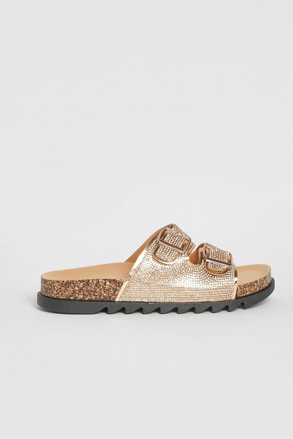 Gold 2024 footbed sandals